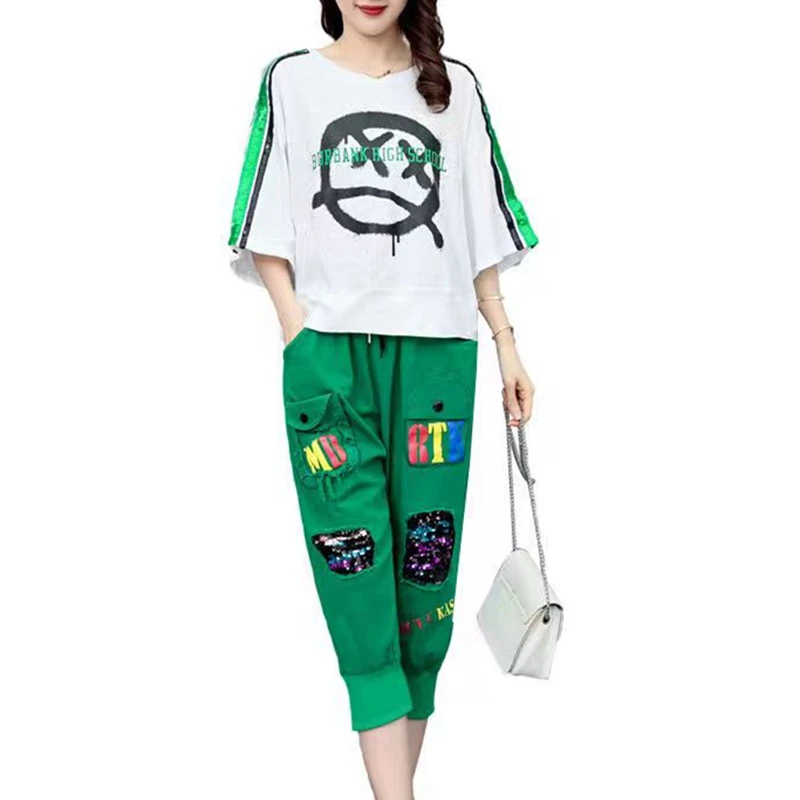 4XL Loose Size Clothing For Women Two Pieces Sets Summer Sequined Suit 2 Piece Set Lady clothes Leisure clothes Tracksuit XC182
4XL Loose Size Clothing For Women Two Pieces Sets Summer Sequined Suit 2 Piece Set Lady clothes Leisure clothes Tracksuit XC182