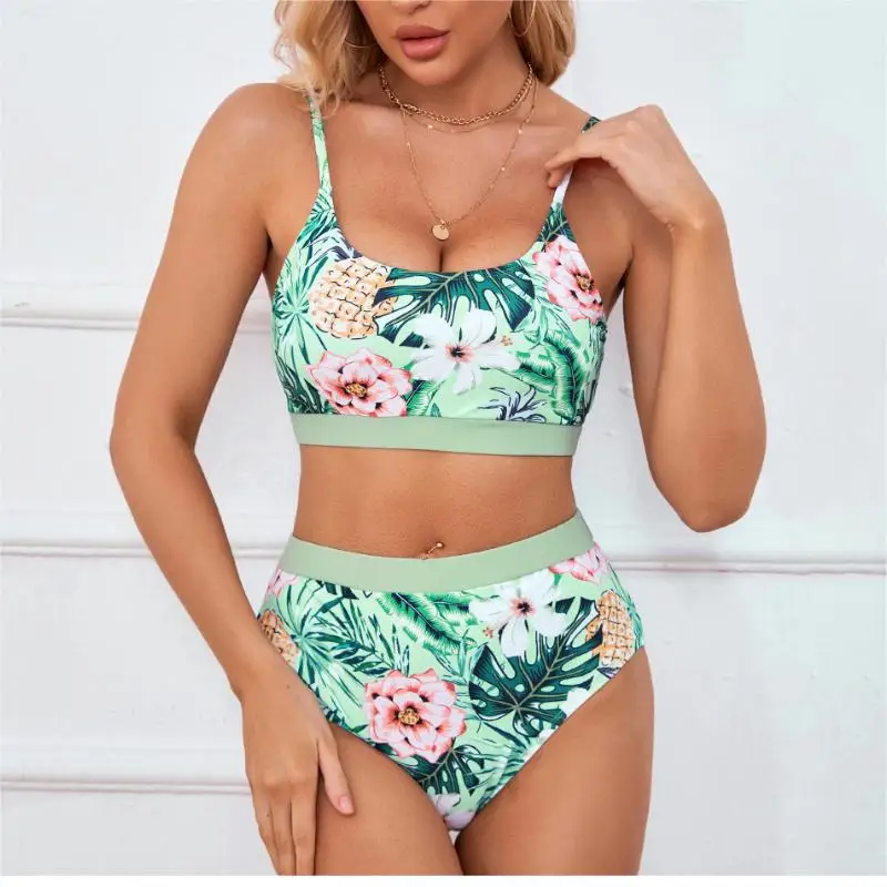 Printing Bikini Two-Piece Green Swimsuit Women Sexy Suspender Backless Beach Bathing Suit High Waist Bandage Biquini PXZH290 
Printing Bikini Two-Piece Green Swimsuit Women Sexy Suspender Backless Beach Bathing Suit High Waist Bandage Biquini PXZH290