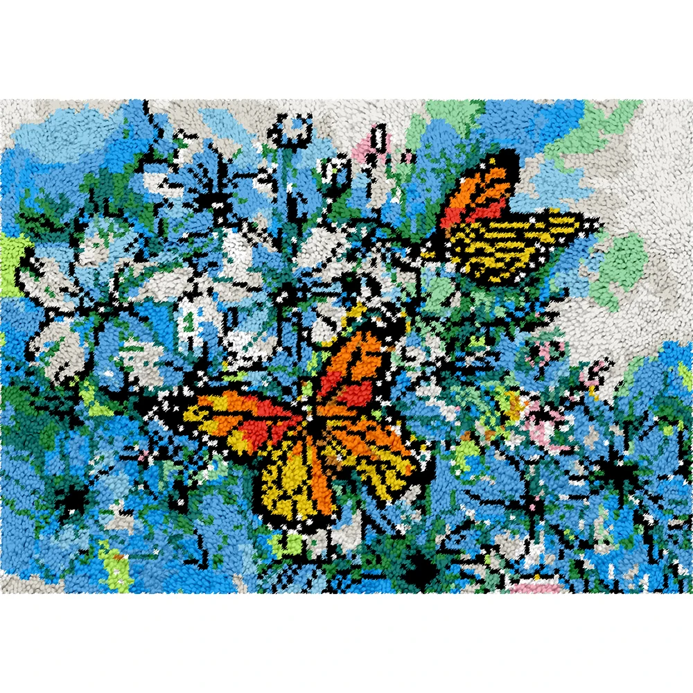

Carpet embroidery with printed pattern butterfly Latch hook rug kits Tapestry Wool knots carpet kit diy rug kit