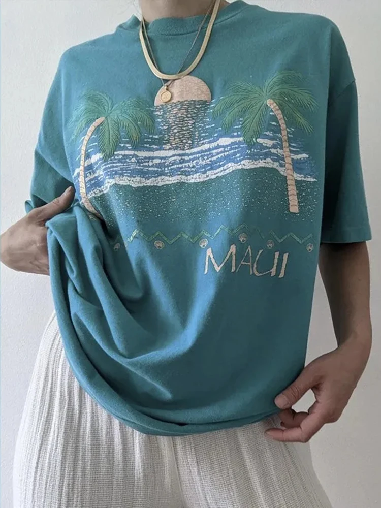 Oversized t-shirt New retro water blue coconut tree short-sleeved t-shirt women's summer loose top t-shirt y2k 2022 Top women
Oversized t-shirt New retro water blue coconut tree short-sleeved t-shirt women's summer loose top t-shirt y2k 2022 Top women