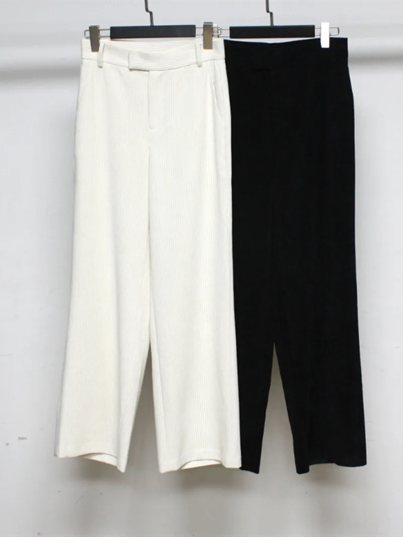 Women Trousers Corduroy Zipper Fly Straight Elastic Waist Long Pants Solid Casual Spring
Women Trousers Corduroy Zipper Fly Straight Elastic Waist Long Pants Solid Casual Spring