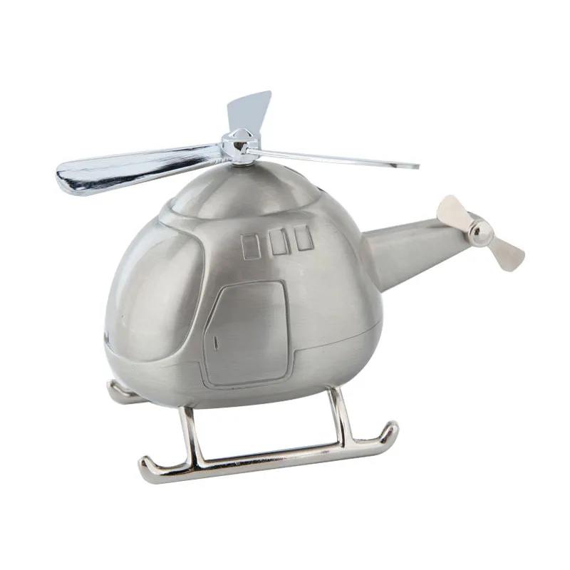 

Creative Helicopter Metal Piggy Bank Coin Purses Euro Coins Organizer For Kids' Money Saving PB030