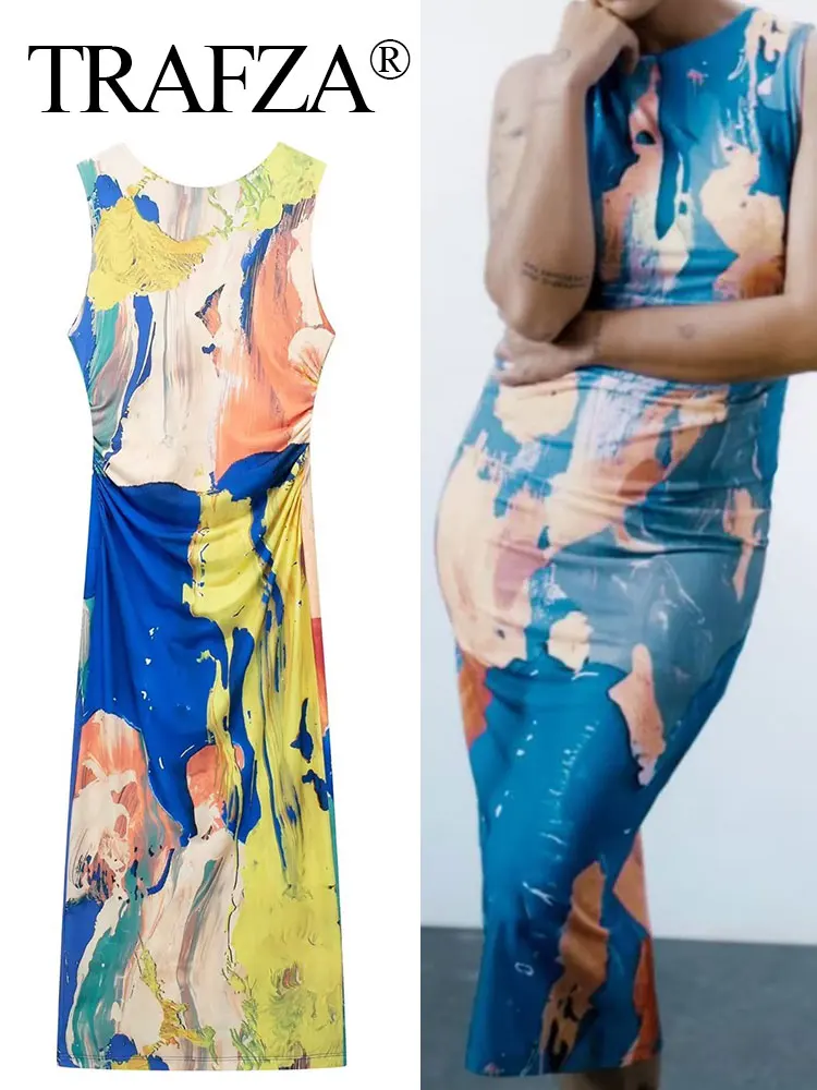 Женское облегающее платье с рюшами, без рукавов, с талией 
Женское облегающее платье с рюшами, без рукавов, с талией