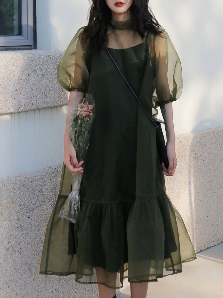 2022 Summer Korean Fashion 2 Piece Dress Set French Vinatge Midi Dress Women Retro Pure Color Short Sleeve Dress Party Design
2022 Summer Korean Fashion 2 Piece Dress Set French Vinatge Midi Dress Women Retro Pure Color Short Sleeve Dress Party Design