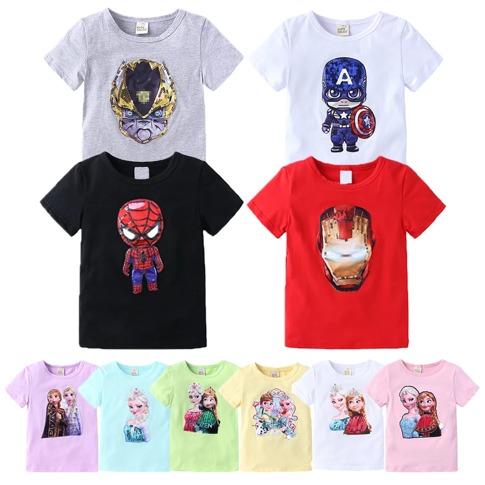 Frozen Anna Elsa Spiderman Cosplay Anime T-shirt For Kids Summer Short Sleeve Cartoon Children Clothes Boys And Girls From 2-8T
Frozen Anna Elsa Spiderman Cosplay Anime T-shirt For Kids Summer Short Sleeve Cartoon Children Clothes Boys And Girls From 2-8T
