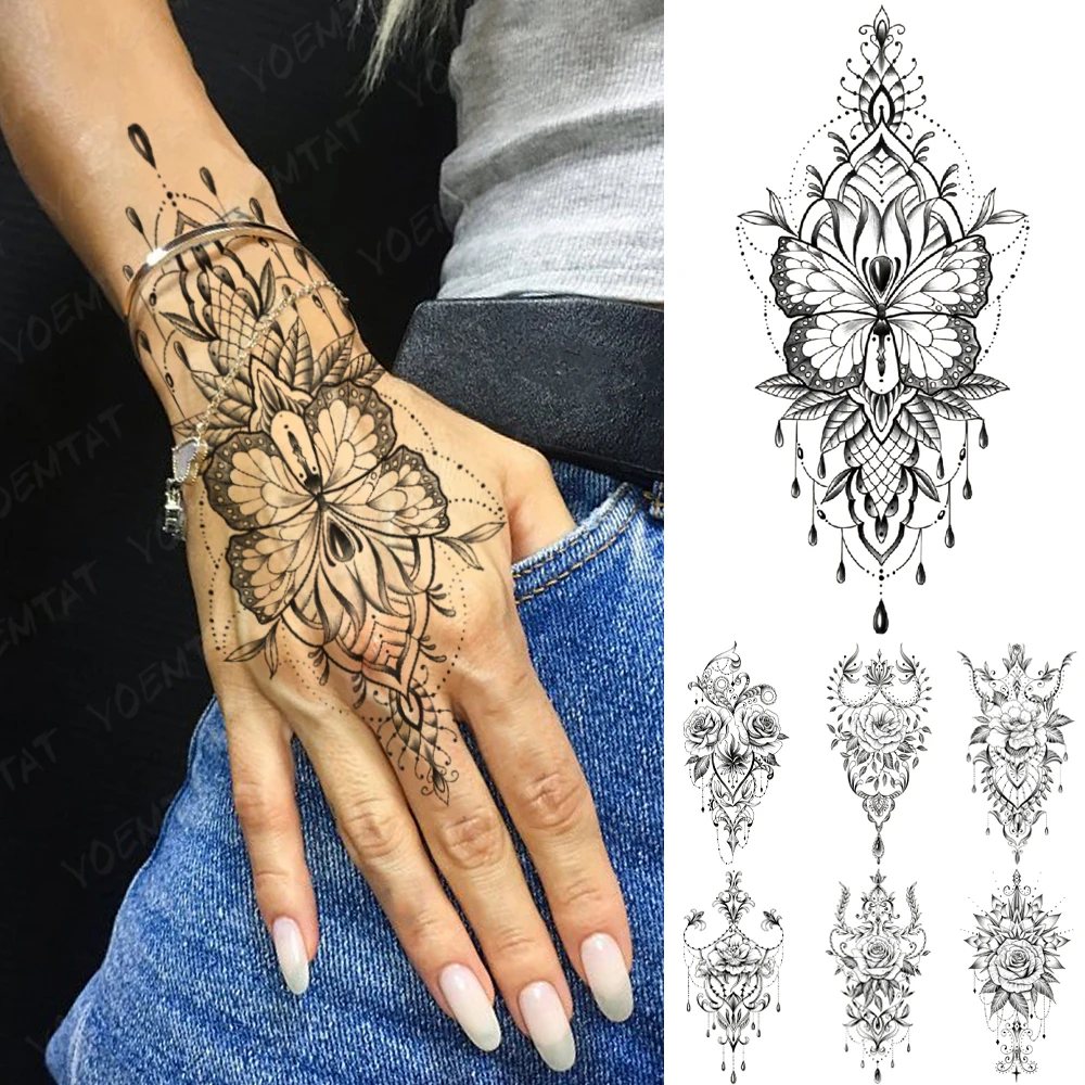 Waterproof Temporary Tattoo Sticker Butterfly Lotus Lace Henna Flower Flash Tatto Women Men Hand Painted Body Art Fake Tattoos
Waterproof Temporary Tattoo Sticker Butterfly Lotus Lace Henna Flower Flash Tatto Women Men Hand Painted Body Art Fake Tattoos