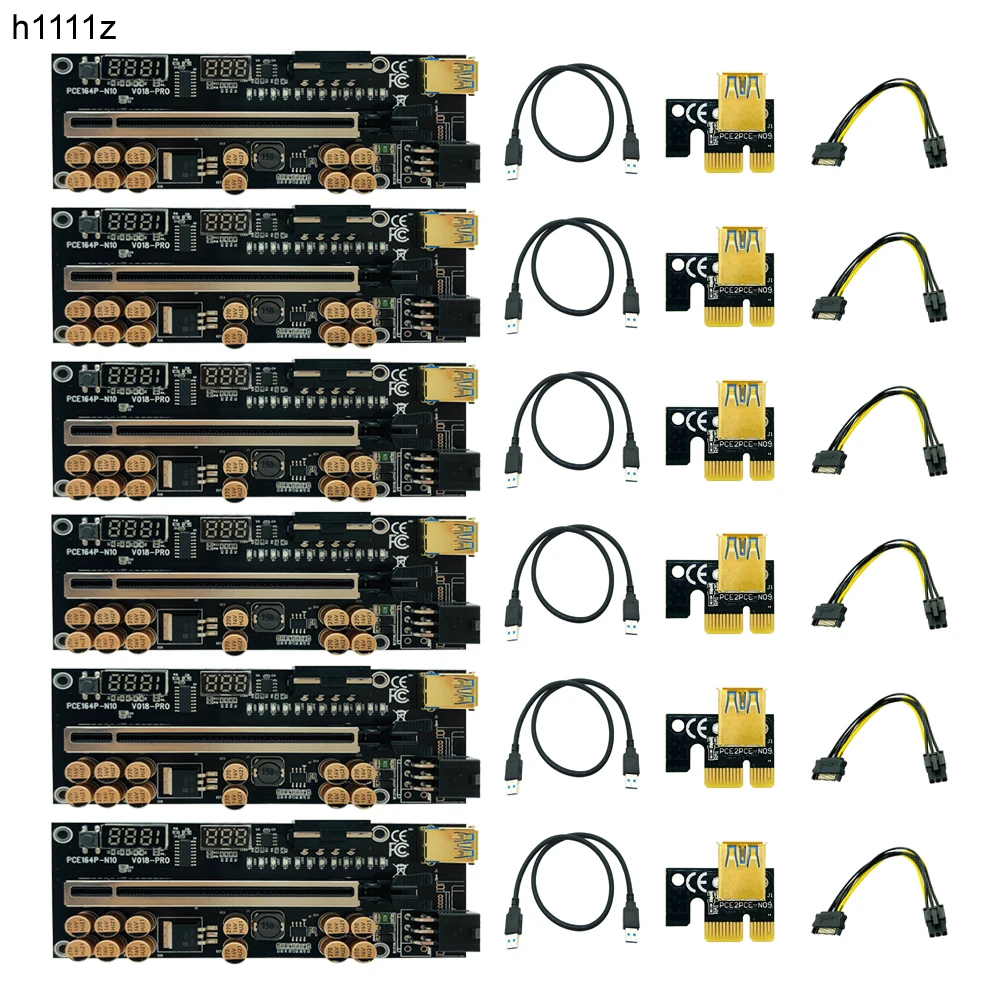 

6PCS PCIE Riser VER018 Pro Riser For Video Card USB 3.0 Cable PCI Express X16 Extender PCI-E Riser Card For Bitcoin Miner Mining