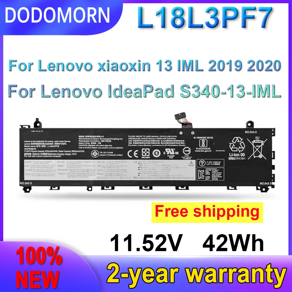 DODOMORN 100% новый L18L3PF7 42Wh 3700 мАч аккумулятор для ноутбука Lenovo Xiaoxin 13-IML 2019 2020 IdeaPad S340-13IML L18C3PF8 L18M3PFB
DODOMORN 100% новый L18L3PF7 42Wh 3700 мАч аккумулятор для ноутбука Lenovo Xiaoxin 13-IML 2019 2020 IdeaPad S340-13IML L18C3PF8 L18M3PFB