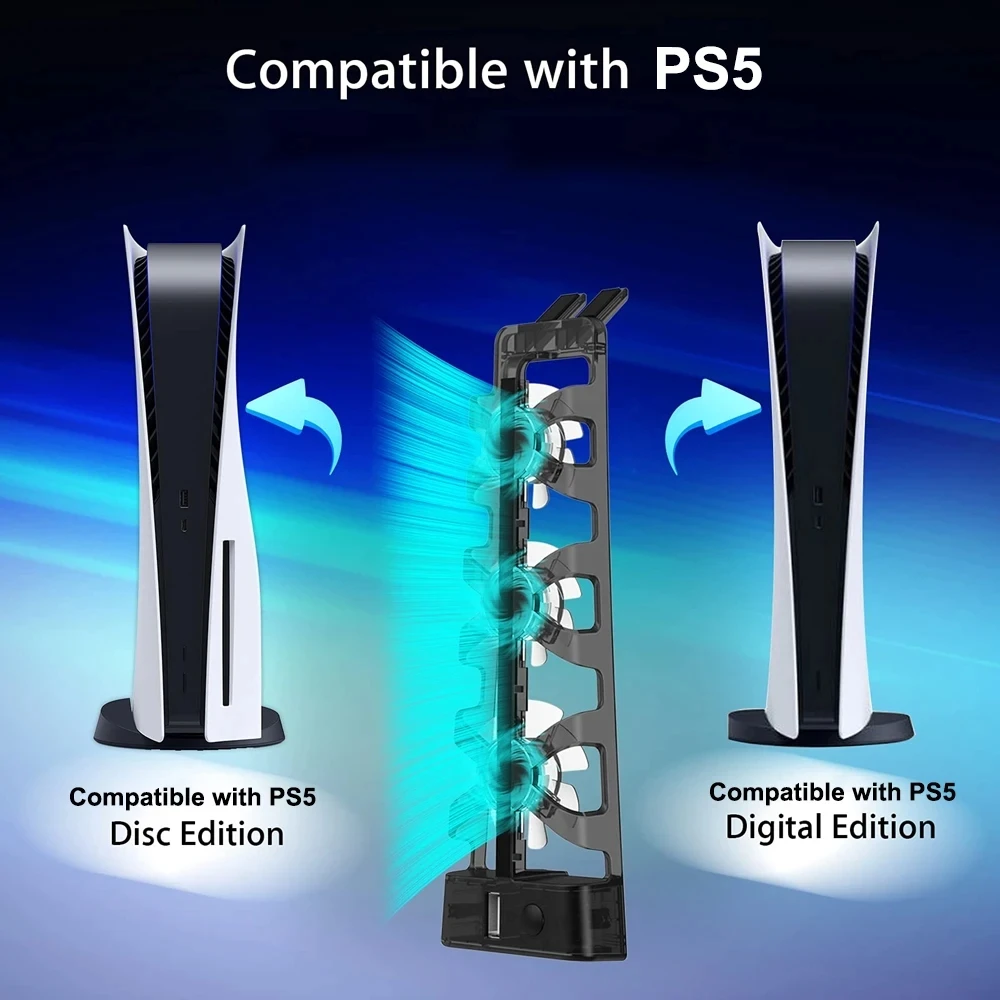 For PS5 Accessories Cooling Fan with LED Light for Playstation 5 Both Disc and Digital Editions Gaming Accessorie Cooling System
For PS5 Accessories Cooling Fan with LED Light for Playstation 5 Both Disc and Digital Editions Gaming Accessorie Cooling System