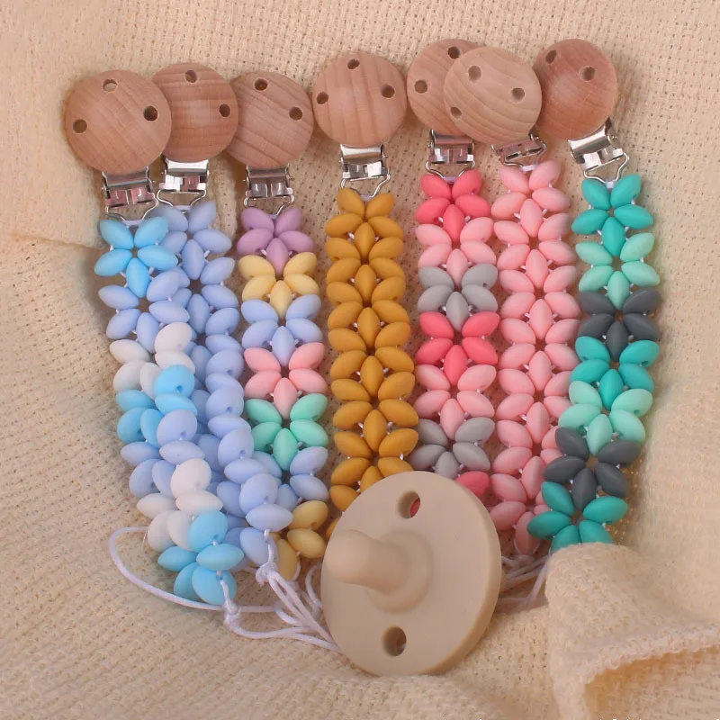 Baby Silicone Petal Pacifier Chain Comfort Food Grade Chew Teething Rainbow Bead Beech Dummy Chain Holder Soother Chain Clips 
Baby Silicone Petal Pacifier Chain Comfort Food Grade Chew Teething Rainbow Bead Beech Dummy Chain Holder Soother Chain Clips