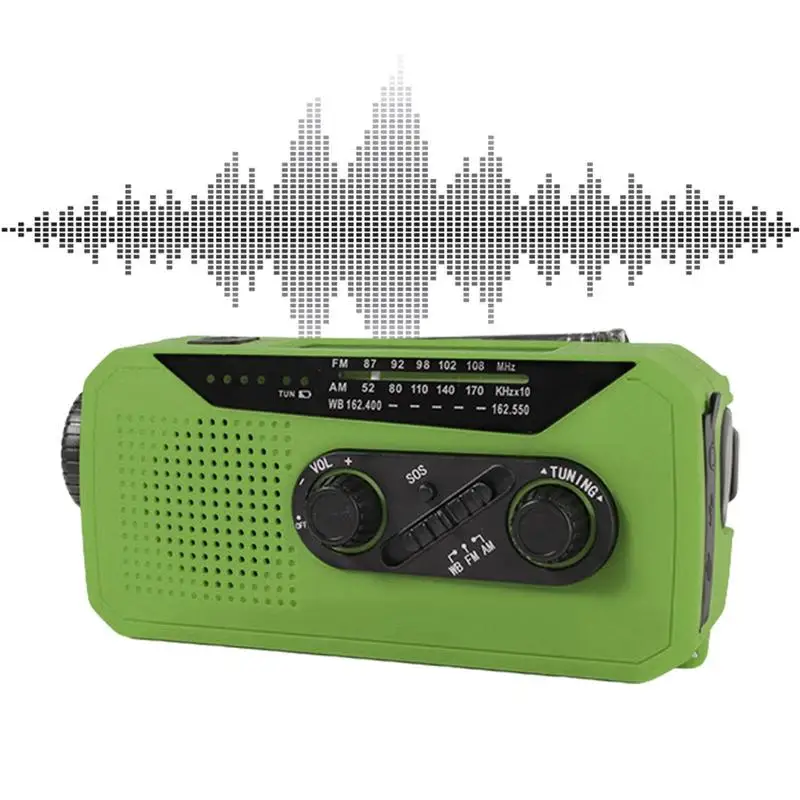 

Hand Crank Solar Radio Portable Weather Alert Solar Power Radio 2000mAH Solar Powered AM/FM/NOAA Radio With SOS Alarm And LED