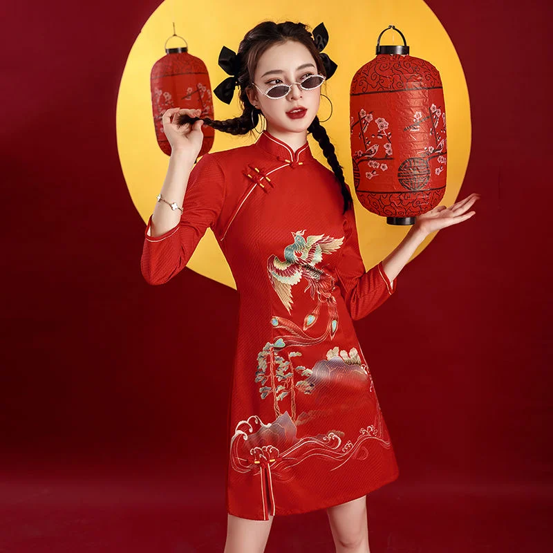 Red National Style Fashion Print Dress Women Spring Summer Cheongsam 2022 Modern Improve Vintage Elegant Slim Girl Chinese Qipao
Red National Style Fashion Print Dress Women Spring Summer Cheongsam 2022 Modern Improve Vintage Elegant Slim Girl Chinese Qipao