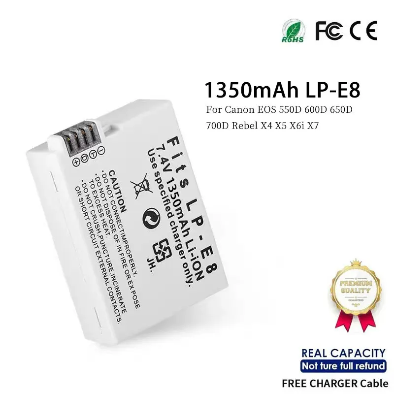 1350mAh LP-E8 LP E8 LPE8 Camera Battery Batteries AKKU Pack For Canon EOS 550D 600D 650D 700D Rebel X4 X5 X6i X7
1350mAh LP-E8 LP E8 LPE8 Camera Battery Batteries AKKU Pack For Canon EOS 550D 600D 650D 700D Rebel X4 X5 X6i X7