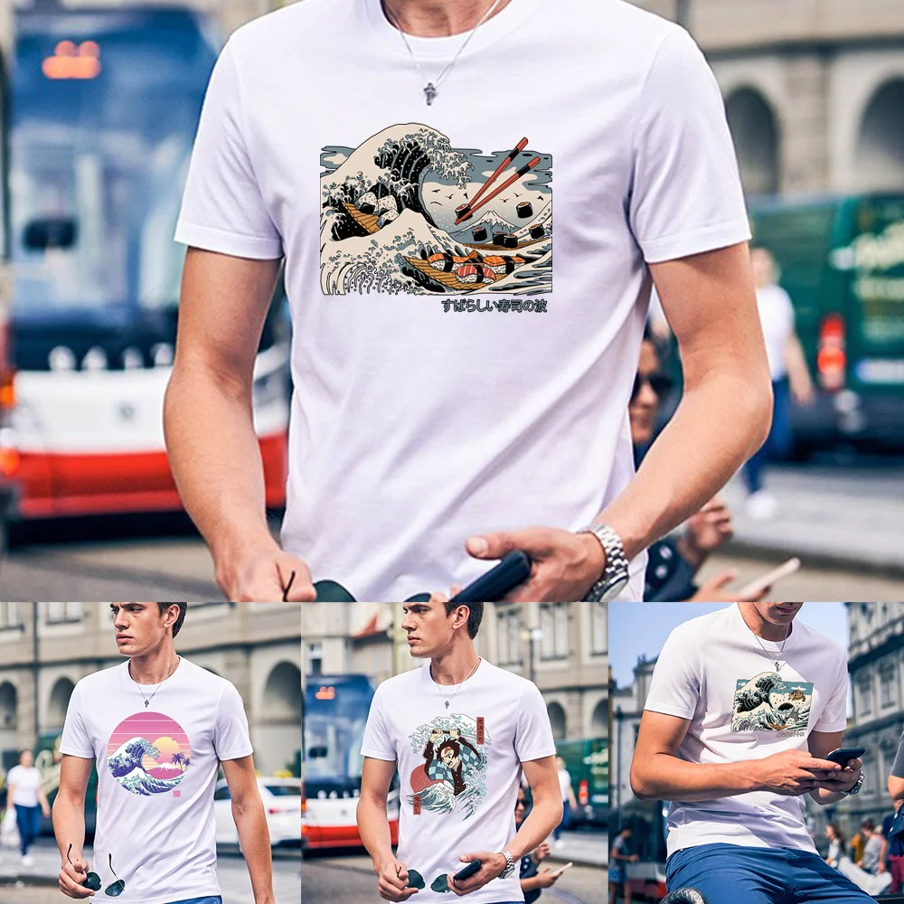 Summer Men T-shirts O-neck Tees Casual Short Sleeve Harajuku Wave Print Anime 2023 Fashion Kpop White Male Clothes Tops T Shirt 
Summer Men T-shirts O-neck Tees Casual Short Sleeve Harajuku Wave Print Anime 2023 Fashion Kpop White Male Clothes Tops T Shirt