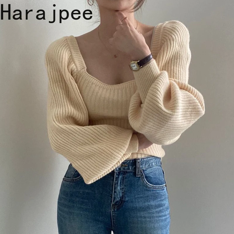 Женский трикотажный свитер Harajpee, новый однотонный элегантный короткий свитер с квадратным вырезом и тонкой талией в Корейском стиле ретро, ...
Женский трикотажный свитер Harajpee, новый однотонный элегантный короткий свитер с квадратным вырезом и тонкой талией в Корейском стиле ретро, ...
