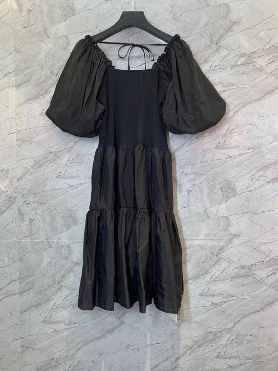 2022 new women fashion square neck elastic pleated bubble short sleeve slim waist dress 512
2022 new women fashion square neck elastic pleated bubble short sleeve slim waist dress 512