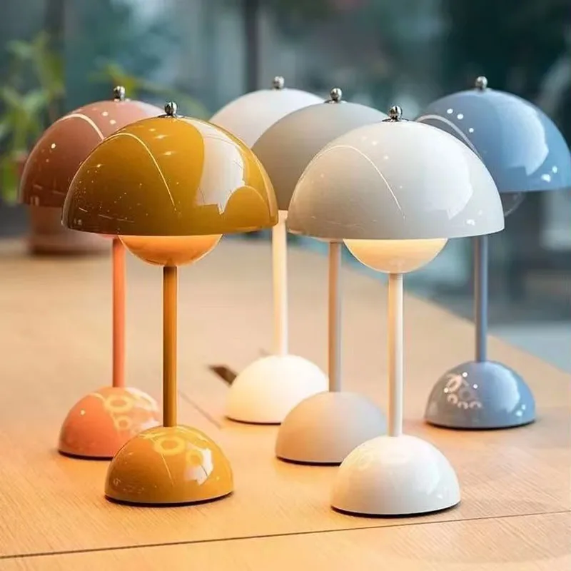 

Mushroom Flower Bud LED Rechargeable Table Lamps Desk Lamp Touch Night Light For Bedroom Restaurant Cafe Modern Decoration Gifts