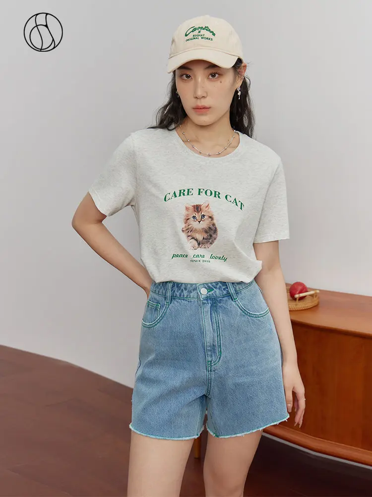 DUSHU Cool Technology Cute Cat Print Short Sleeve T-shirt for Women 2023 Summer New Casual Loose T-Shirt For Women 
DUSHU Cool Technology Cute Cat Print Short Sleeve T-shirt for Women 2023 Summer New Casual Loose T-Shirt For Women