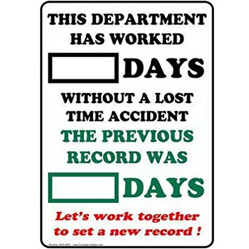 Muroanmi Dry Erase Days Without A Lost Time Accident Sign Metal Signs Funny Yard Sign Outdoors Warning Signs Tin Plate Poster 
Muroanmi Dry Erase Days Without A Lost Time Accident Sign Metal Signs Funny Yard Sign Outdoors Warning Signs Tin Plate Poster