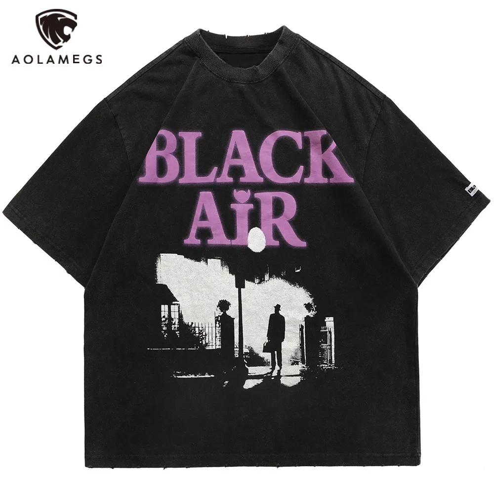 Aolamegs Retro Movie Letter Shadow Print Oversized T-shirt Men Punk High Street Tee Tops Summer Fashion Casual Streetwear Couple 
Aolamegs Retro Movie Letter Shadow Print Oversized T-shirt Men Punk High Street Tee Tops Summer Fashion Casual Streetwear Couple