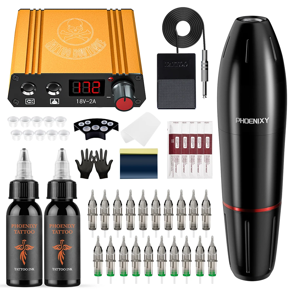 Complete Tattoo Machine Pen Kit With Power Supply Black Ink Permanent Makeup Tattoo Accessories Tattoo Needles Body Art Tool Set
Complete Tattoo Machine Pen Kit With Power Supply Black Ink Permanent Makeup Tattoo Accessories Tattoo Needles Body Art Tool Set