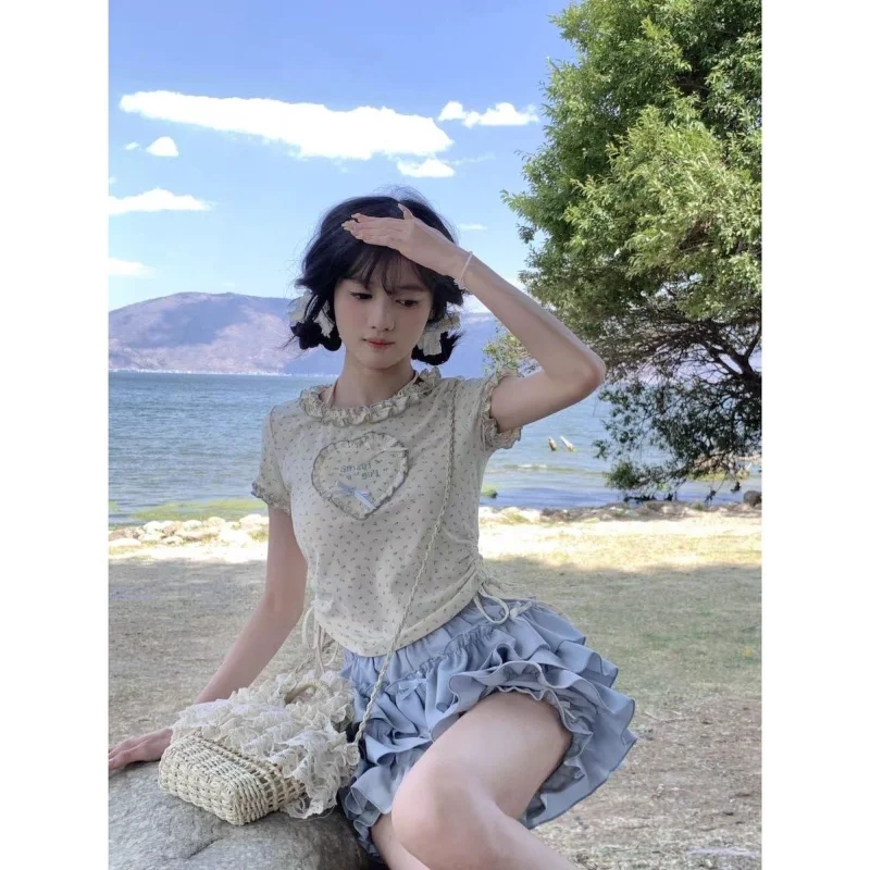 Summer Floral Heart Short Women Tshirts Y2K Shirring Ruffles Halter Skirt Sets Sweet Ball Gown Edible Tree Fungus Two Piece
Summer Floral Heart Short Women Tshirts Y2K Shirring Ruffles Halter Skirt Sets Sweet Ball Gown Edible Tree Fungus Two Piece