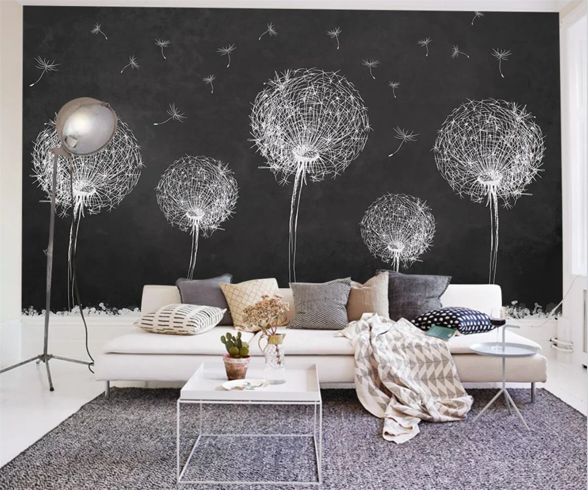 Customized wallpaper 3D modern personality fashion dandelion black and white background wall living room bedroom 3d wallpaper
Customized wallpaper 3D modern personality fashion dandelion black and white background wall living room bedroom 3d wallpaper