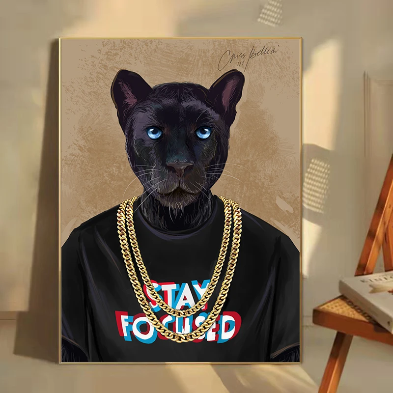 Black Panther Wearing Gold Necklace Fashion Posters and Prints Wall Art Canvas Painting Picture Print for Home Living Room Decor
Black Panther Wearing Gold Necklace Fashion Posters and Prints Wall Art Canvas Painting Picture Print for Home Living Room Decor