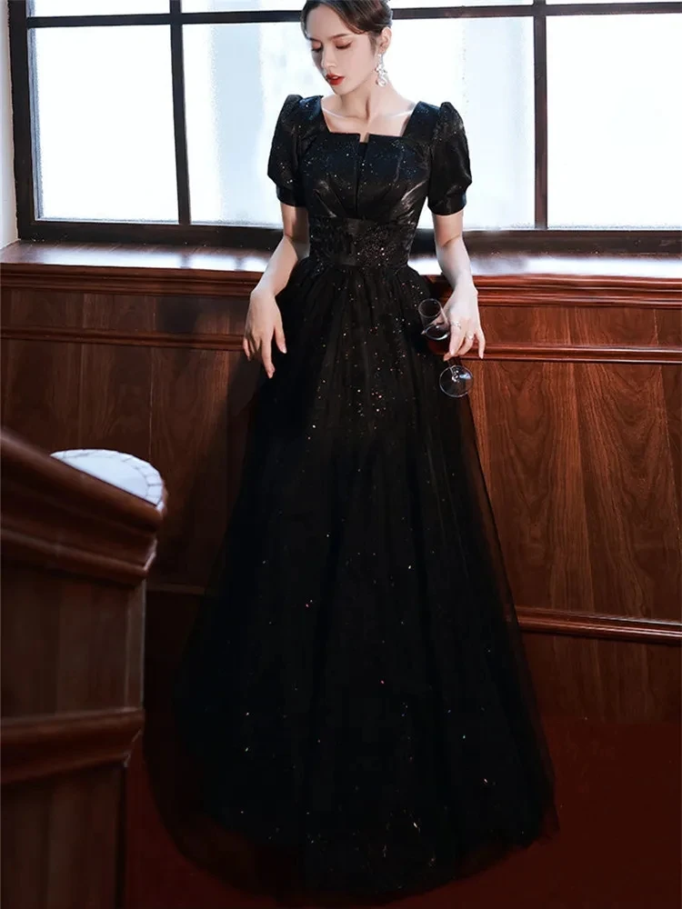 Elegant Dress Female Summer New Solid Color Sequin Square Collar Bubble Sleeve A-line Long Skirt Fashion Women's Clothing A053
Elegant Dress Female Summer New Solid Color Sequin Square Collar Bubble Sleeve A-line Long Skirt Fashion Women's Clothing A053