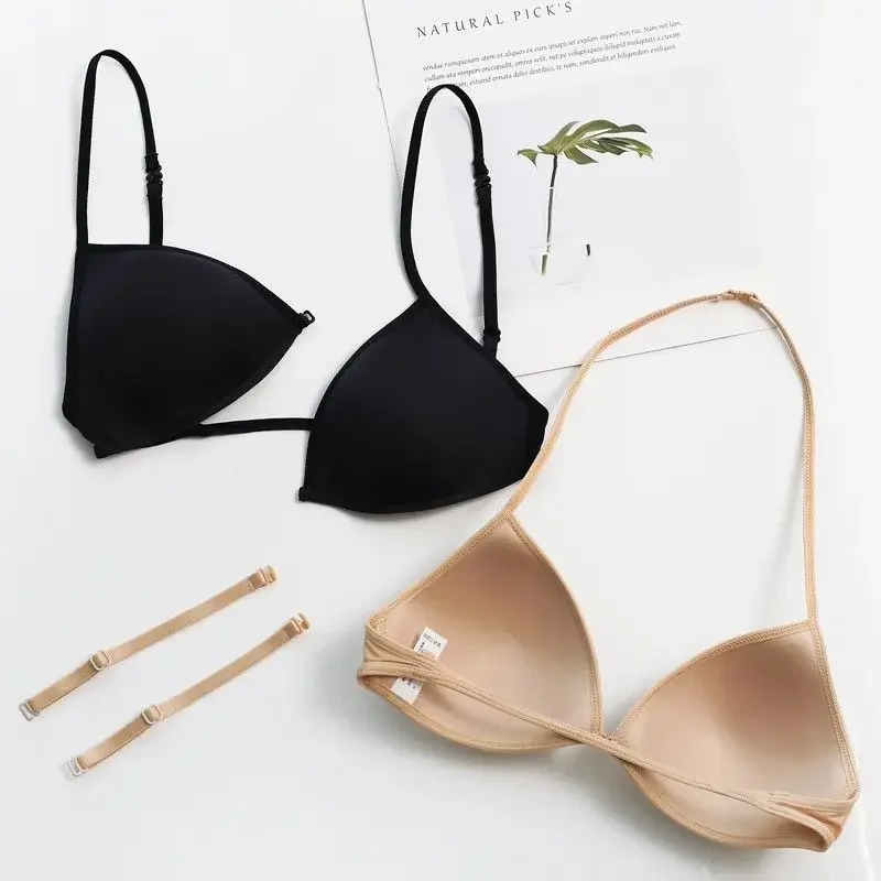 French Triangle Cup Underwear For Women Halter Neck Spaghetti Straps Front Buckle Bra Thin Traceless Small Breast Bra
French Triangle Cup Underwear For Women Halter Neck Spaghetti Straps Front Buckle Bra Thin Traceless Small Breast Bra