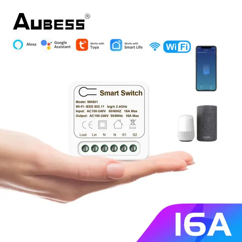 Tuya Mini 16A/10A WiFi Switch Module Timing Voice Control 2-way Control Work With Smart Life/TUYA Smart App Alexa, Google Home
Tuya Mini 16A/10A WiFi Switch Module Timing Voice Control 2-way Control Work With Smart Life/TUYA Smart App Alexa, Google Home