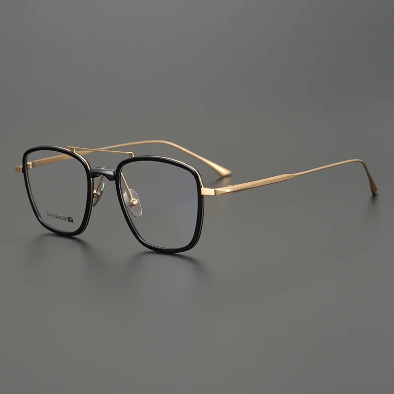 

Оправа для очков в стиле ретро для мужчин и женщин, дизайнерские ацетатные титановые оптические очки для чтения при близорукости, индивидуальные очки с двойным лучом, 2023