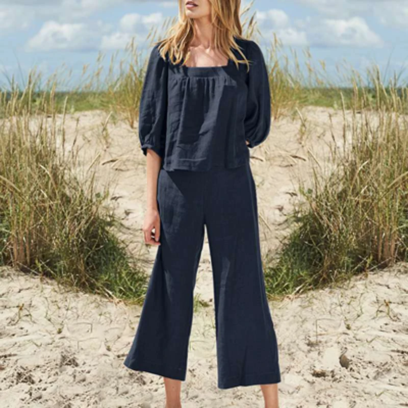 New Fashion Office Ladies Suit 2022 Women's Two-piece Elegant Square Neck Three-quarter Sleeve Top + Wide Leg Pants Casual Suit
New Fashion Office Ladies Suit 2022 Women's Two-piece Elegant Square Neck Three-quarter Sleeve Top + Wide Leg Pants Casual Suit