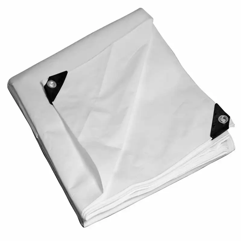 10' X 15' White Heavy-Duty UV Treated Poly Tarp 
10' X 15' White Heavy-Duty UV Treated Poly Tarp