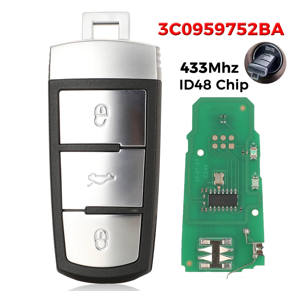 Jingyuqin 3C0 959 752 BA Smart Remote Key 434 МГц ID48 Чип для VW VolksWagen Passat B6 3C B7 Magotan CC 3Button 3C 0959752 BA
Jingyuqin 3C0 959 752 BA Smart Remote Key 434 МГц ID48 Чип для VW VolksWagen Passat B6 3C B7 Magotan CC 3Button 3C 0959752 BA