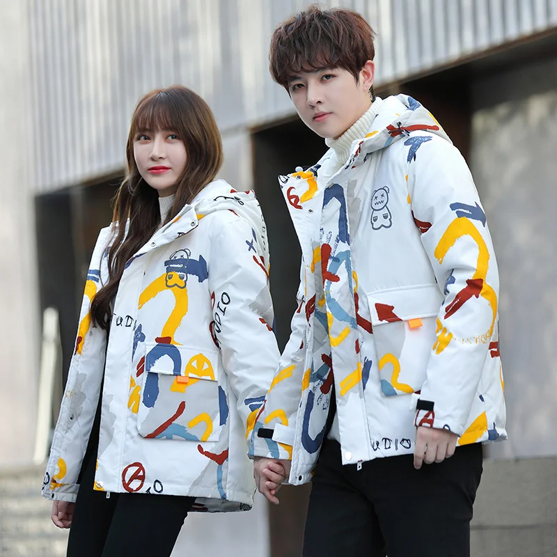 Men Jacket Winter Warm Hooded White Duck Parka Short fashion Graffiti printing jacket Unisex Lightweight Down Overcoat
Men Jacket Winter Warm Hooded White Duck Parka Short fashion Graffiti printing jacket Unisex Lightweight Down Overcoat