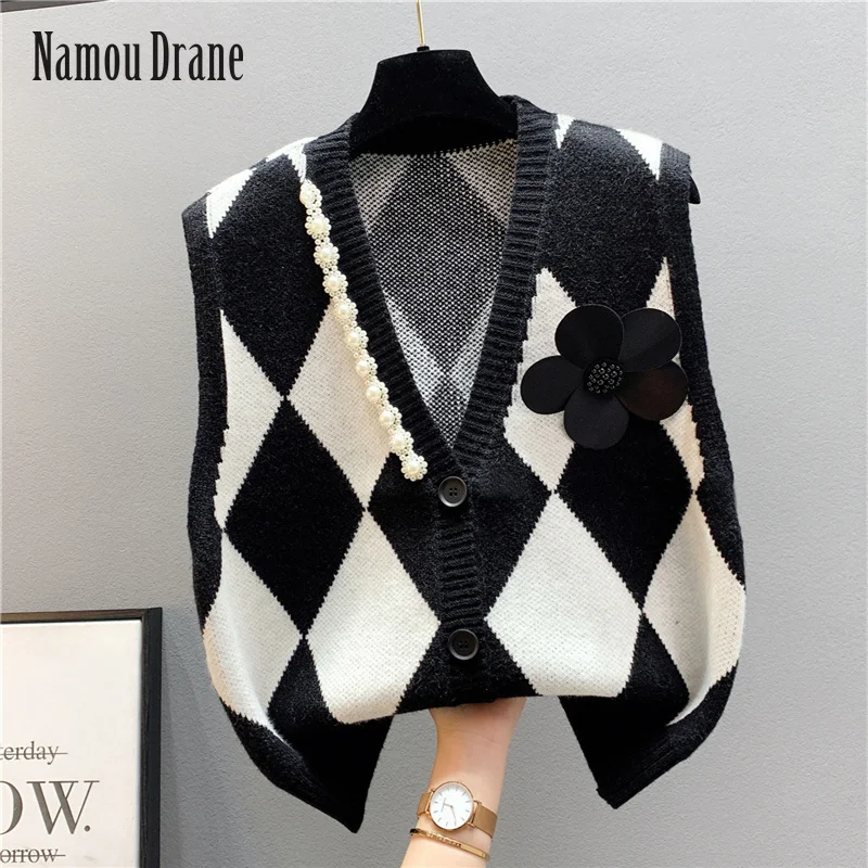 

Namou Drane College Wind Vest Female Vest Outside The Brief Paragraph Cardigan Sweater Vest Outside The New 2022 Spring Coat