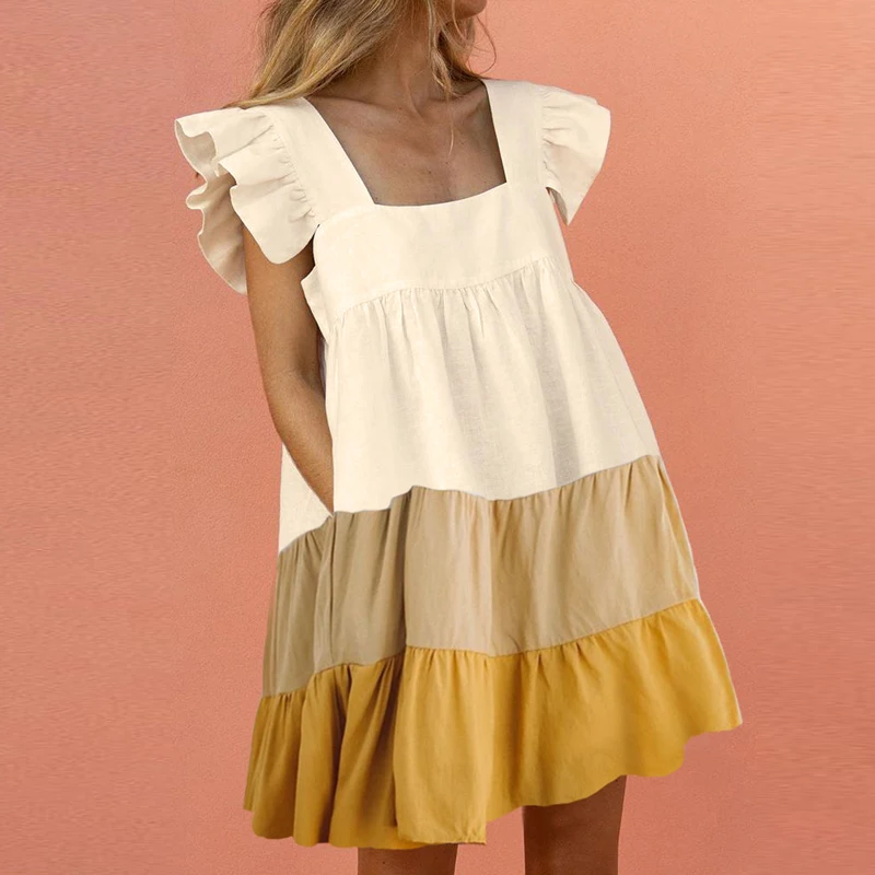Women Ruffle Mini Dress Summer Cute Square Collar Butterfly Sleeve Dress Female Elegant Solid Color Beach Party Dresses Vestidos
Women Ruffle Mini Dress Summer Cute Square Collar Butterfly Sleeve Dress Female Elegant Solid Color Beach Party Dresses Vestidos