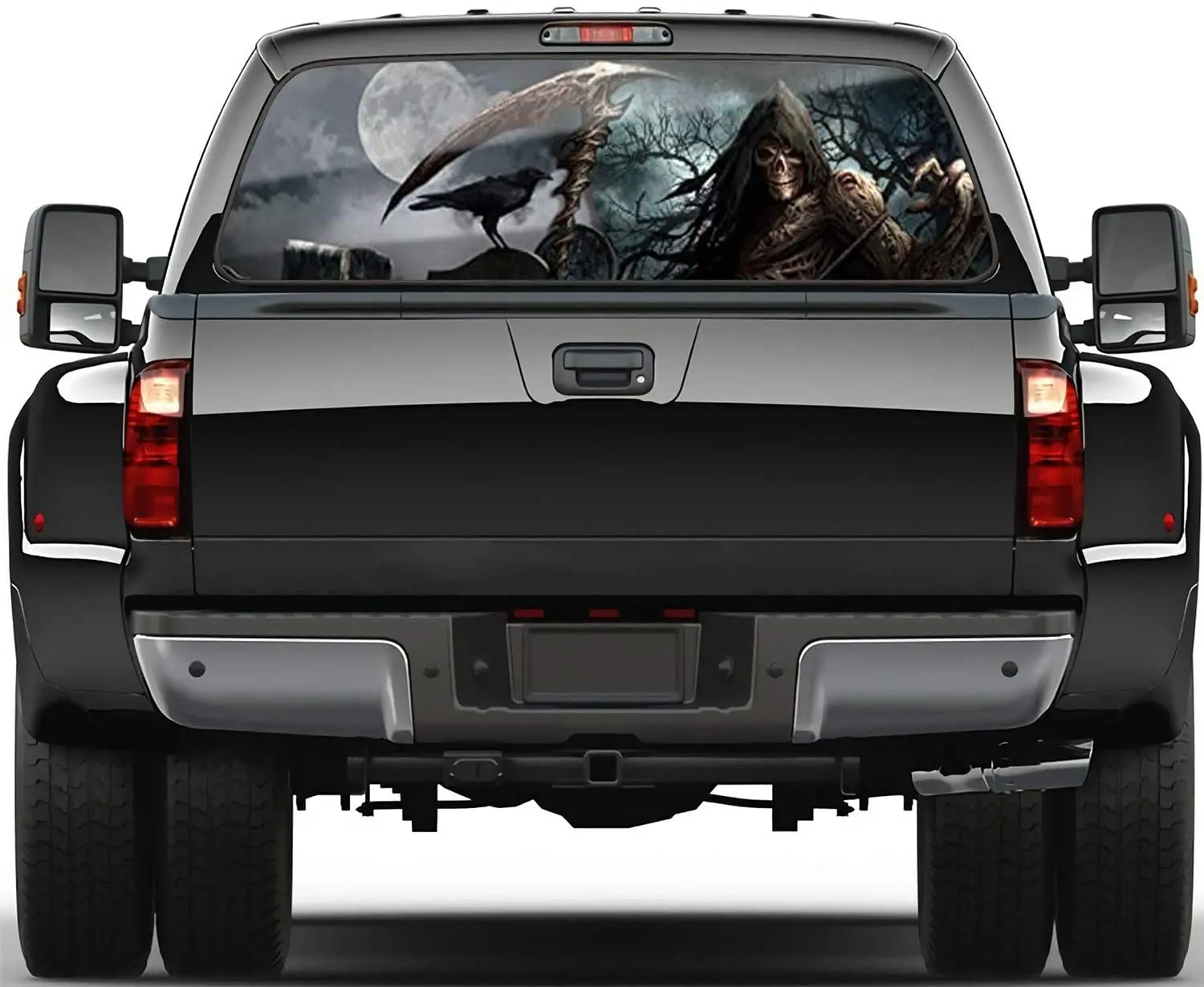 WILDLAVIE Truck Rear Window Vinyl Sticker Grim Reaper 3D Graphic Perforated Decal Wrap Halloween Decoration Size 66" x 20" Fit M
WILDLAVIE Truck Rear Window Vinyl Sticker Grim Reaper 3D Graphic Perforated Decal Wrap Halloween Decoration Size 66" x 20" Fit M