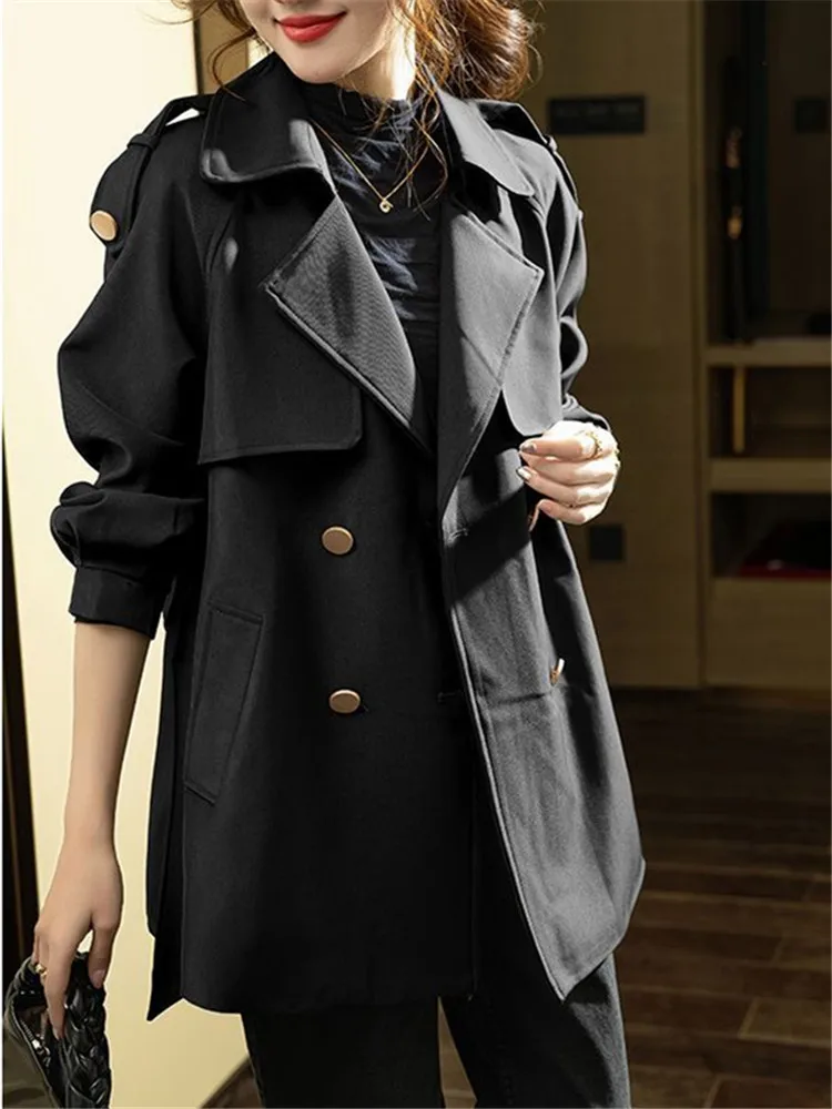 Trench Coat Female Spring Autumn New Solid Color Medium Length Windbreaker Double Breasted Lace-up Loose Women's Clothing M228
Trench Coat Female Spring Autumn New Solid Color Medium Length Windbreaker Double Breasted Lace-up Loose Women's Clothing M228