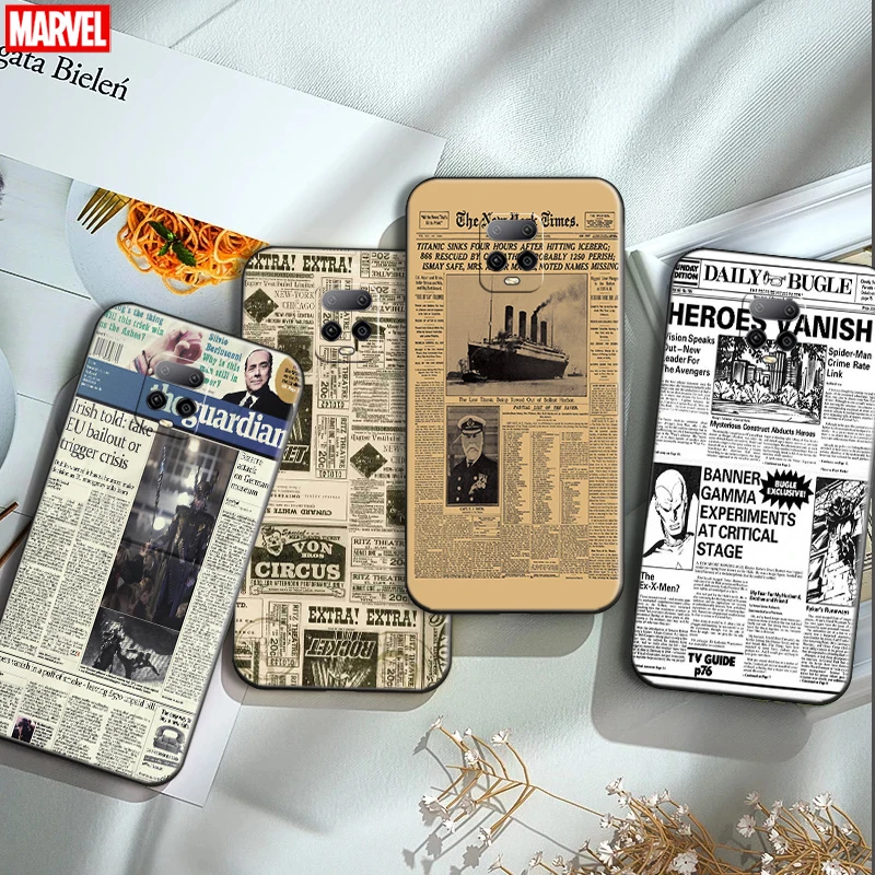 

Marvel Nostalgic Newspaper Phone Case For Xiaomi Redmi 10X 10X Pro 5G Bumper Shockproof Coque Funda Comics Silicone Cover