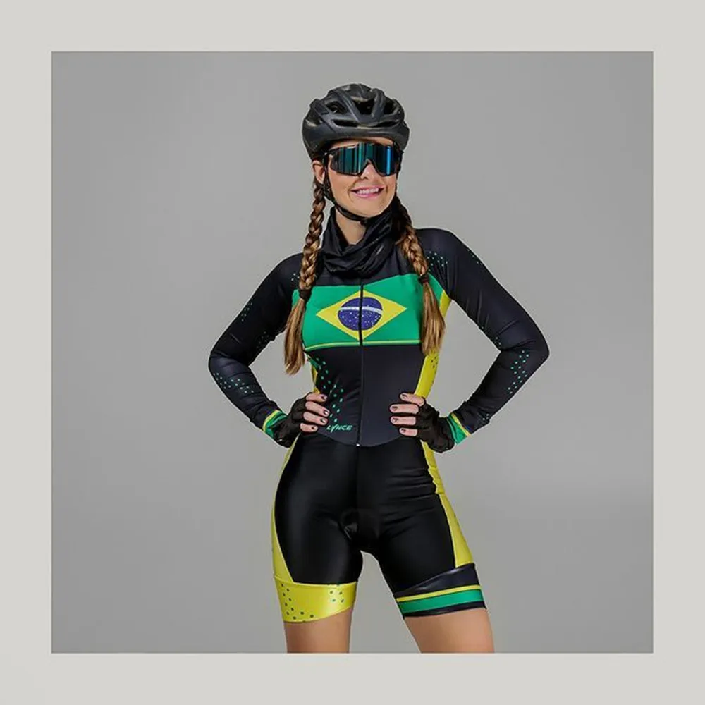 Macaquinho Ciclismo Feminino New Brazil Women's Cycling Jumpsuit Long Sleeve Bike Monkeys Roupas Femininas MTB Bicycle Clothing
Macaquinho Ciclismo Feminino New Brazil Women's Cycling Jumpsuit Long Sleeve Bike Monkeys Roupas Femininas MTB Bicycle Clothing