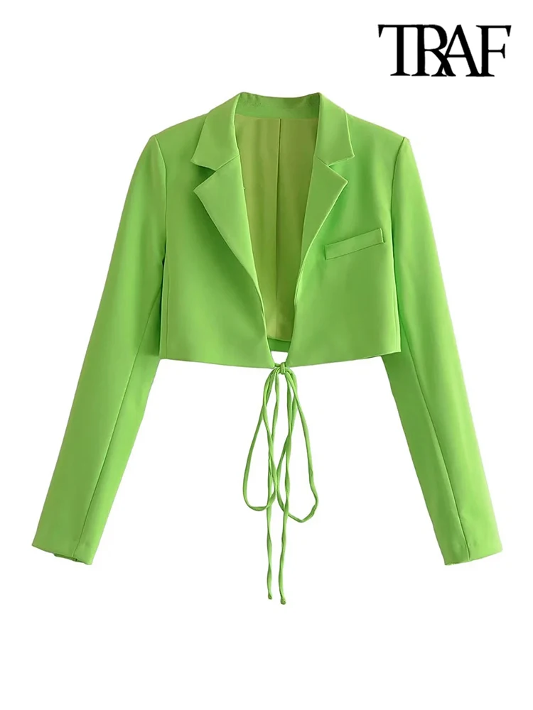 TRAF Women Fashion With Tied Cropped Green Blazer Coat Vintage Long Sleeve Female Outerwear Chic Veste Femme
TRAF Women Fashion With Tied Cropped Green Blazer Coat Vintage Long Sleeve Female Outerwear Chic Veste Femme