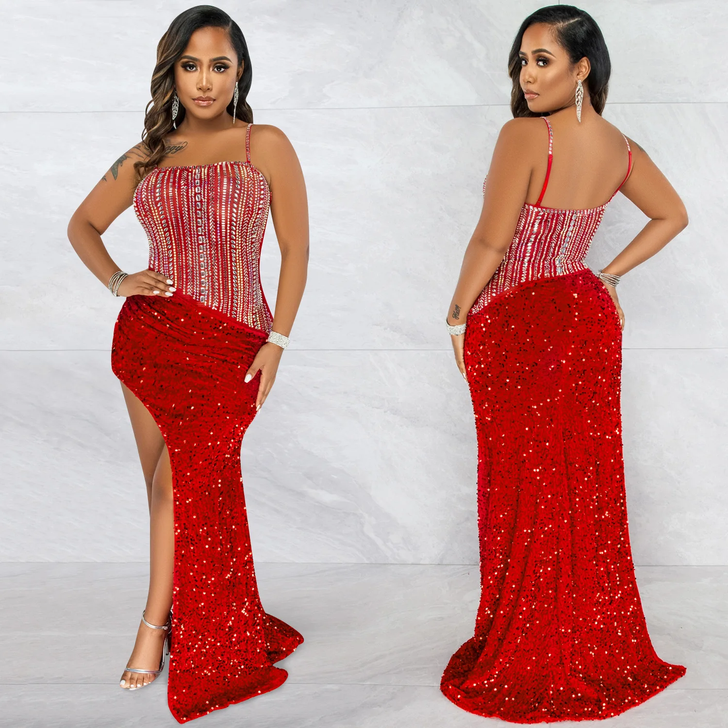 Bridesmaid Dresses Spaghetti Straps Diamond Prom Party Dresses Sequins Shinning Robe De Soire De Mariage Robe De Soire Femme
Bridesmaid Dresses Spaghetti Straps Diamond Prom Party Dresses Sequins Shinning Robe De Soire De Mariage Robe De Soire Femme
