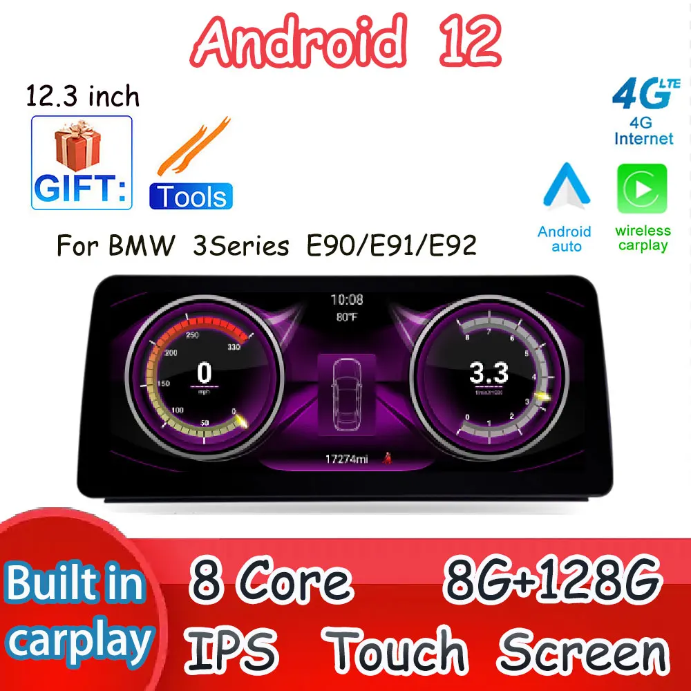 Stereo Radio For BMW E90 E91 E92 E93 2005 -2012 CCC CIC Android 12 Touch Screen Wireless Carplay Multimedia Player 12.3 Inch
Stereo Radio For BMW E90 E91 E92 E93 2005 -2012 CCC CIC Android 12 Touch Screen Wireless Carplay Multimedia Player 12.3 Inch