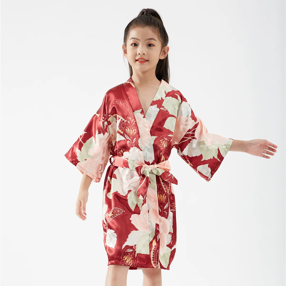 Kids Satin Kimono Robes Girls Sleepwear Burgundy Flower Print Robe for Wedding Birthday Nightgown
Kids Satin Kimono Robes Girls Sleepwear Burgundy Flower Print Robe for Wedding Birthday Nightgown