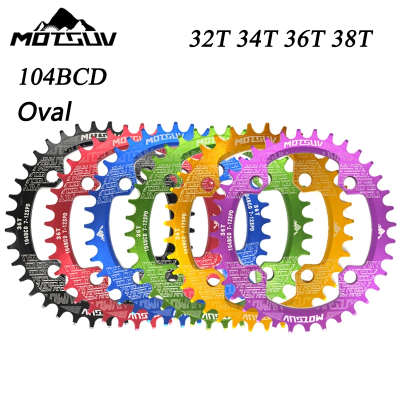 MOTSUV 104BCD Chainring Oval Narrow Wide MTB Mountain Bike Bicycle 32/34/36/38T Crankset Single Tooth Plate Parts
MOTSUV 104BCD Chainring Oval Narrow Wide MTB Mountain Bike Bicycle 32/34/36/38T Crankset Single Tooth Plate Parts