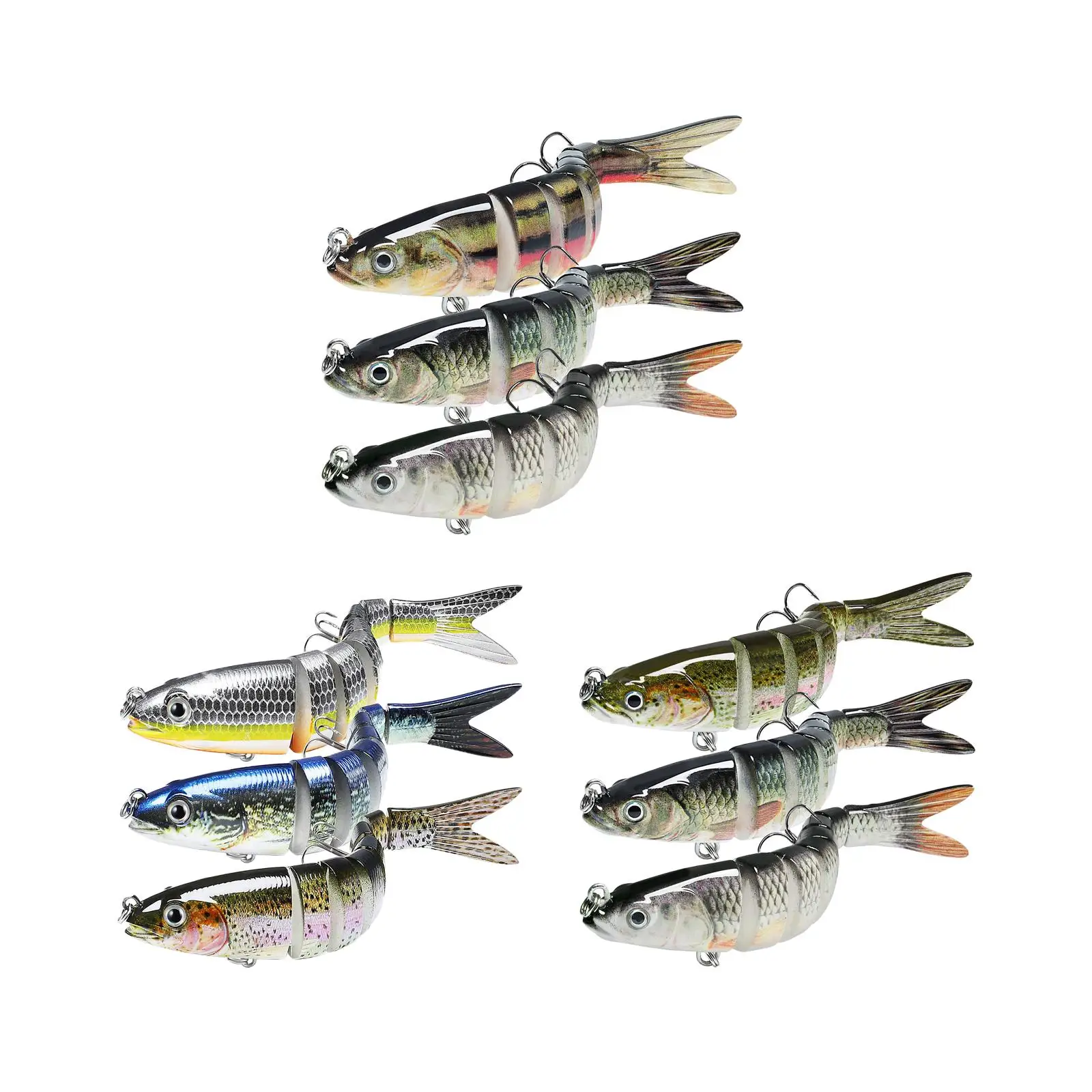 

3 Pieces Fishing Tackle Lifelike Trolling 11G/20G/25G Durables Lures Multi Jointed for Lakes Ponds Rivers Seawater