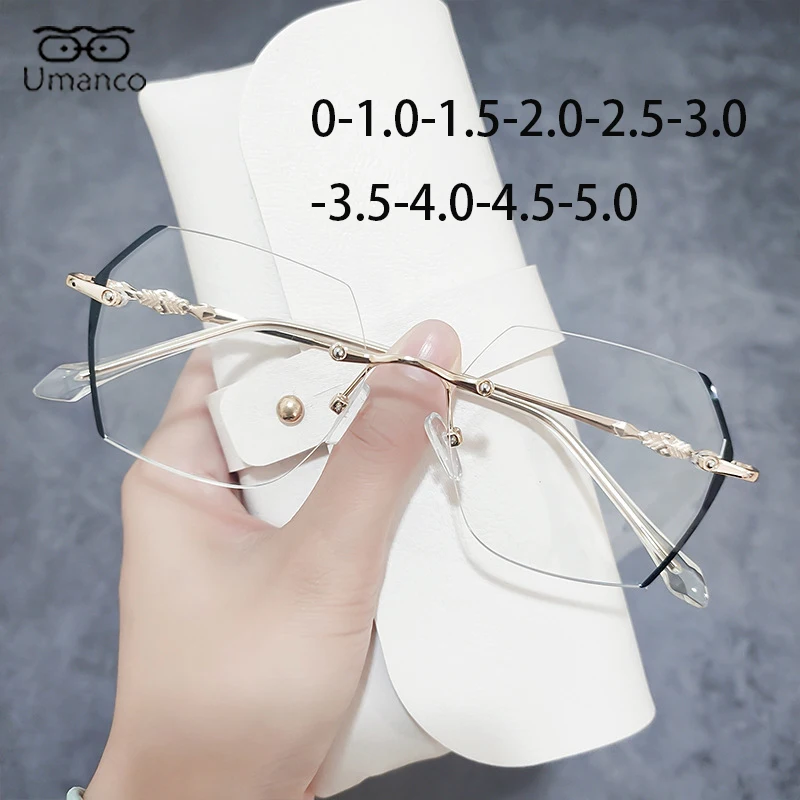 Umanco Irregular Rimless Myopia Glasses Women Men Trendy Anti Blue Light Computer Glasses Finished Nearsighted Glasses 0~-5.0
Umanco Irregular Rimless Myopia Glasses Women Men Trendy Anti Blue Light Computer Glasses Finished Nearsighted Glasses 0~-5.0
