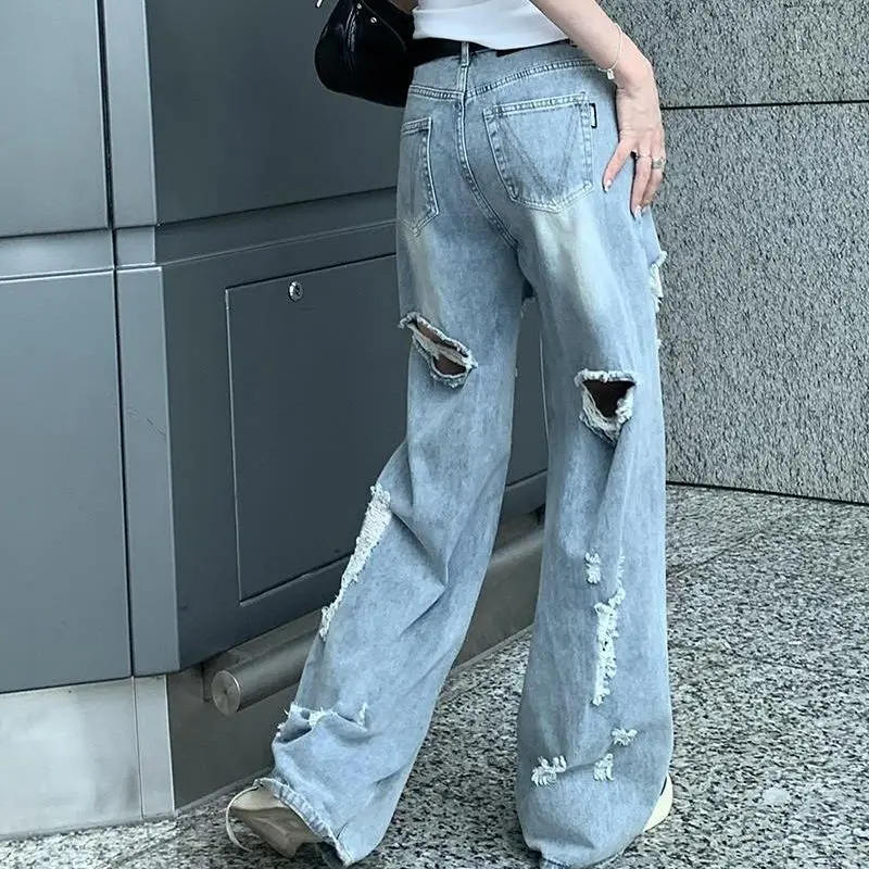 Женские рваные джинсы Hsa, свободные прямые брюки Харадзюку, уличная одежда, рваные джинсы Y2k 
Женские рваные джинсы Hsa, свободные прямые брюки Харадзюку, уличная одежда, рваные джинсы Y2k